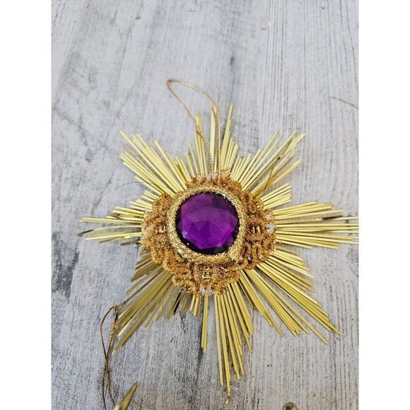 Vintage gold star ball set ornament Xmas tree long - Picture 6 of 10